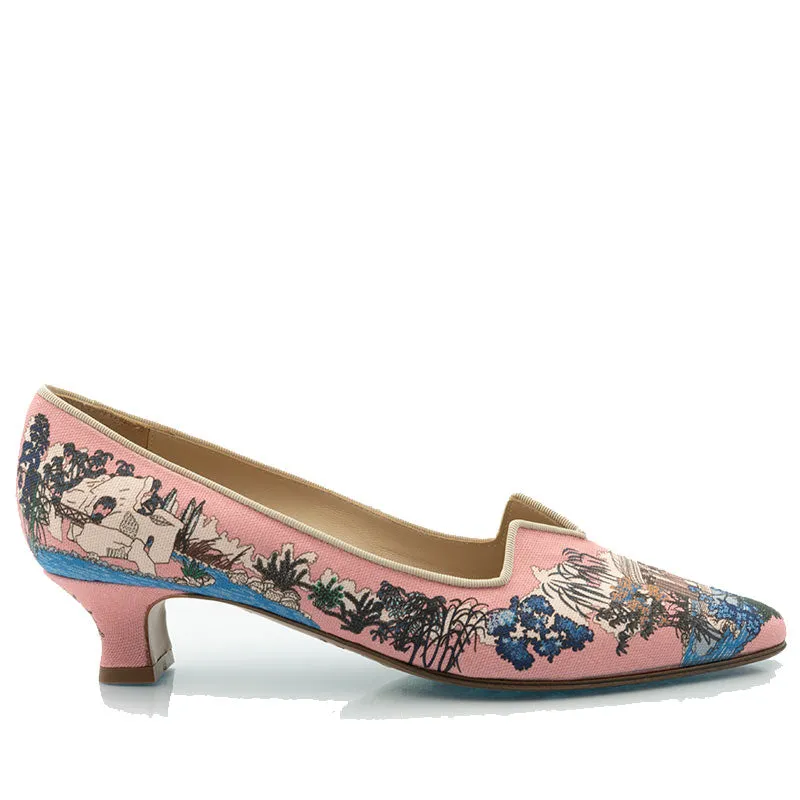 Bégum Paris Marquise Trianon escarpin toile bleue 40 mm