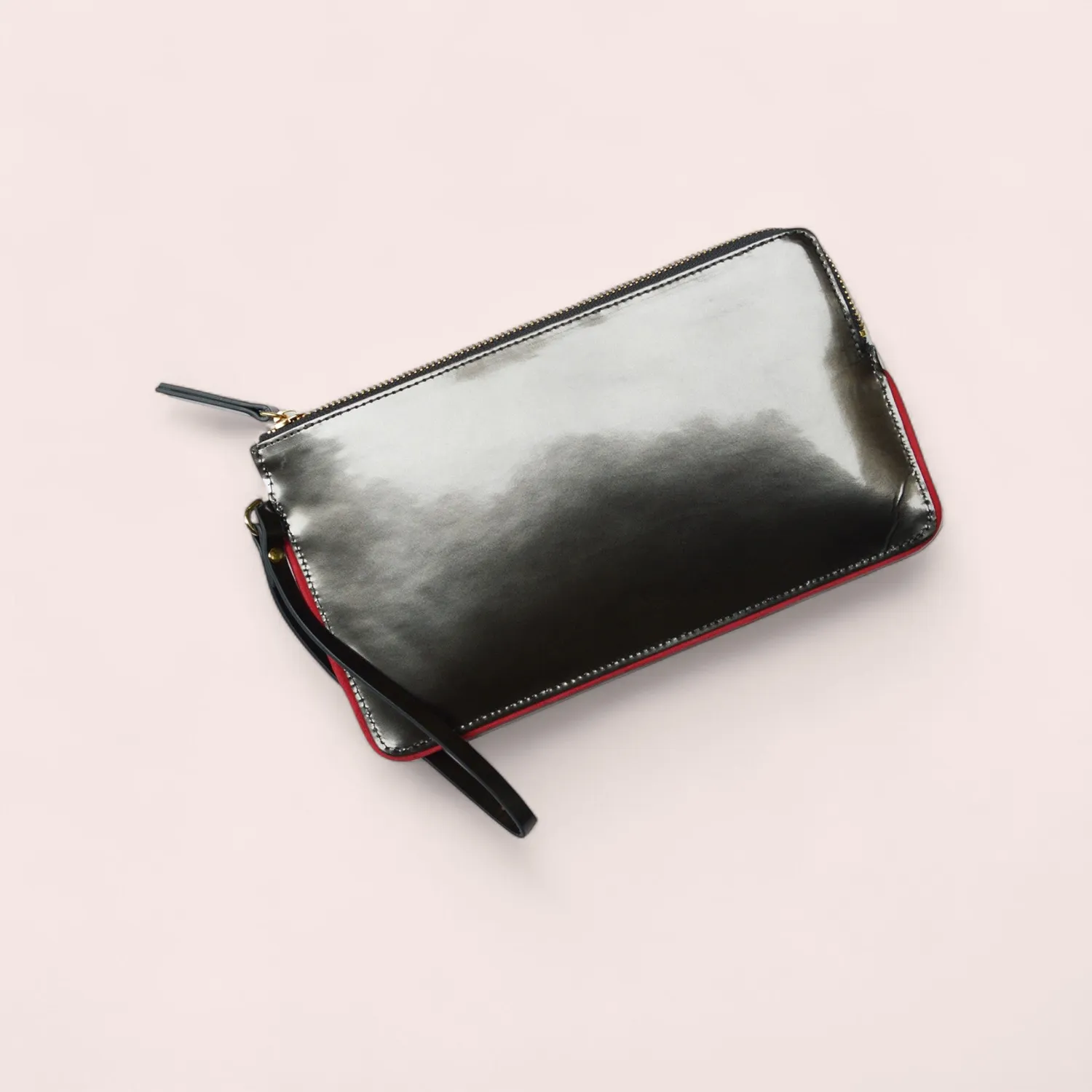 Karine Arabian Carie pochette cuir glacé acier