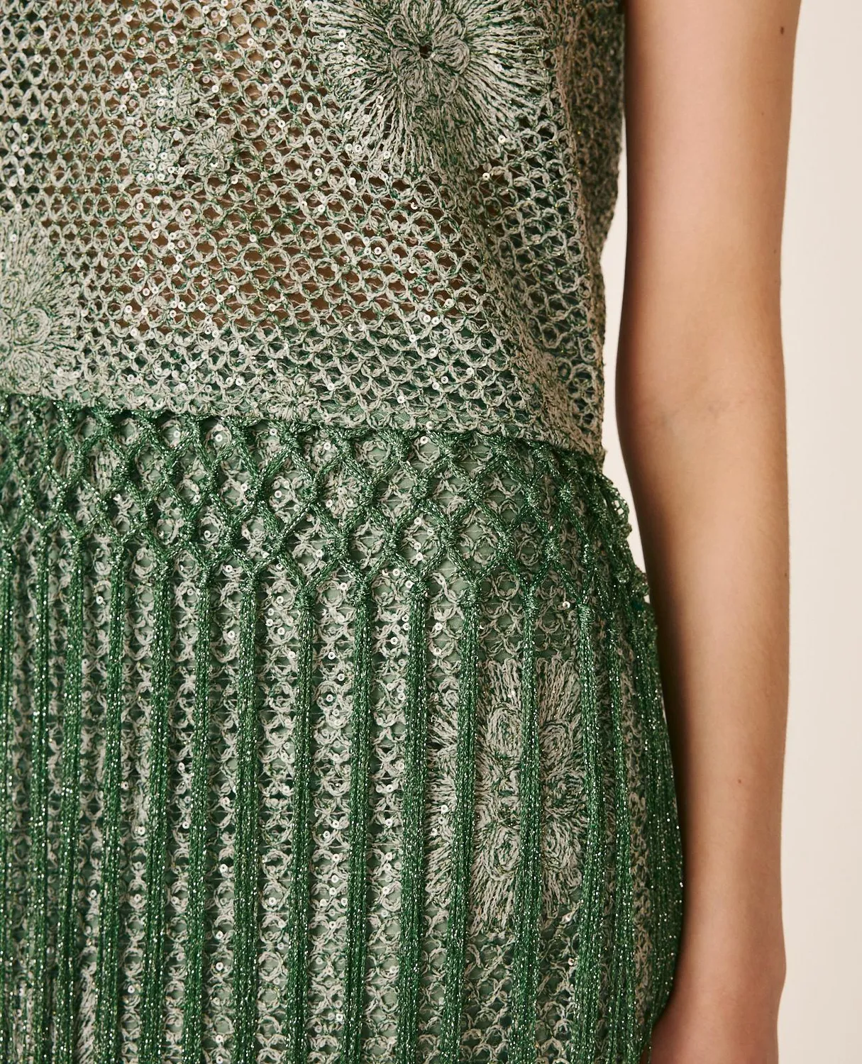 Alma en Pena V26CL0627 top vert franges sequins