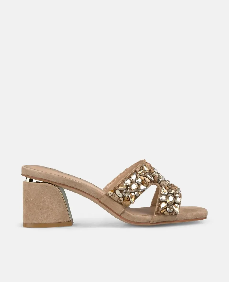 Alma en Pena V250957 mules à talon beige strass