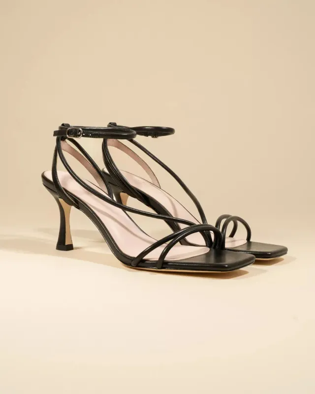 Mi/Mai Bondi Black sandales noires talon haut fines brides
