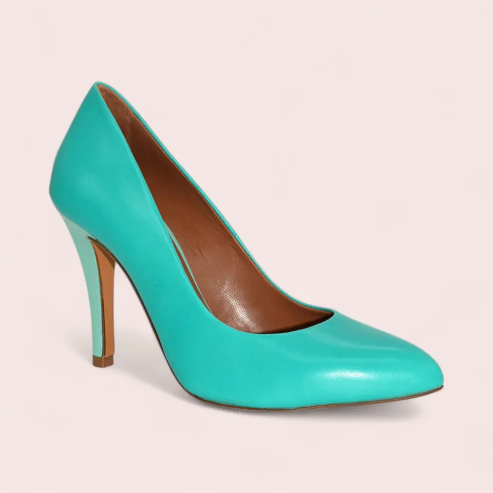 Karine Arabian PUMP escarpin cuir turquoise 38 talon 100mm