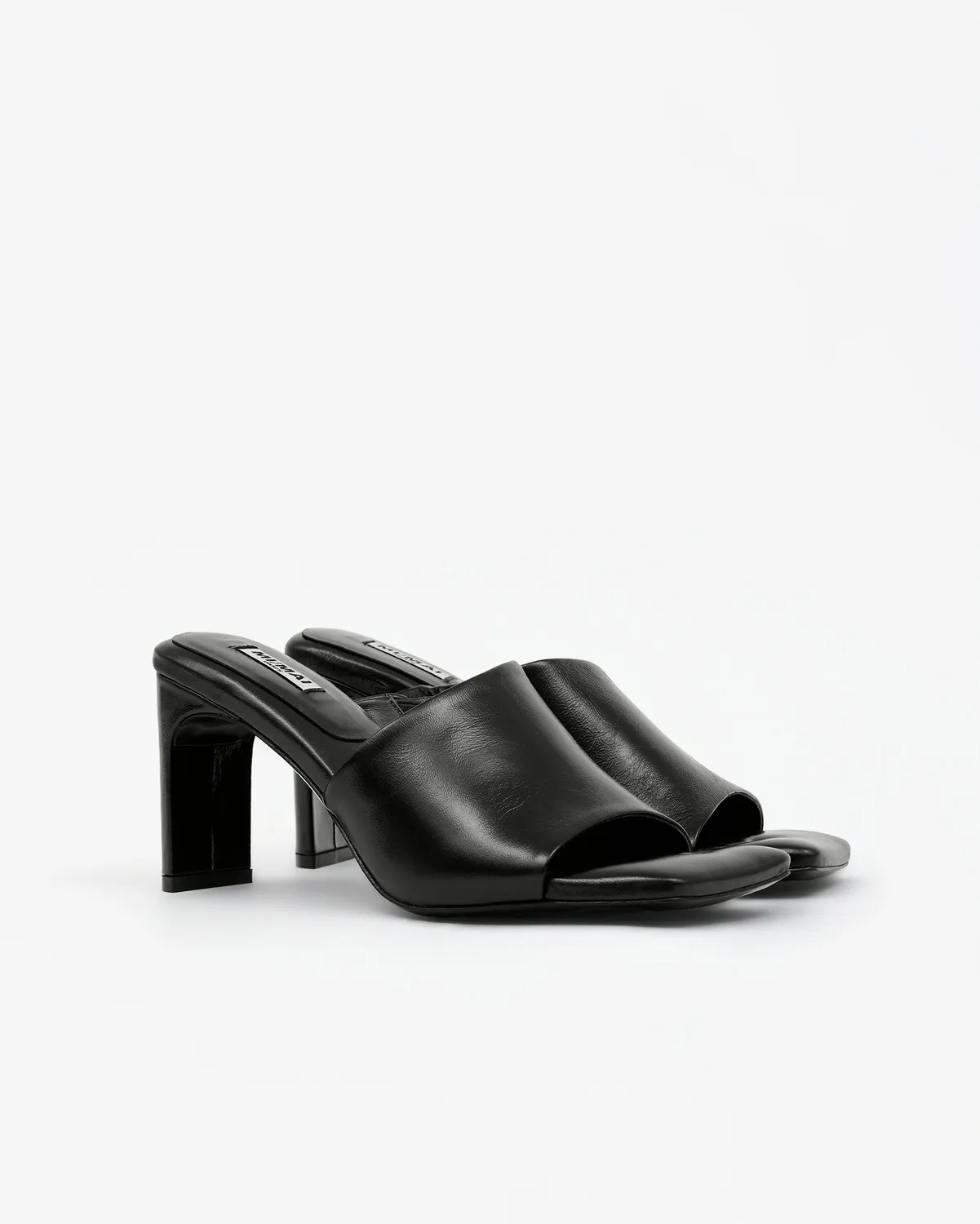 Mi/Mai Alba Black mule cuir brillant noir bout carré