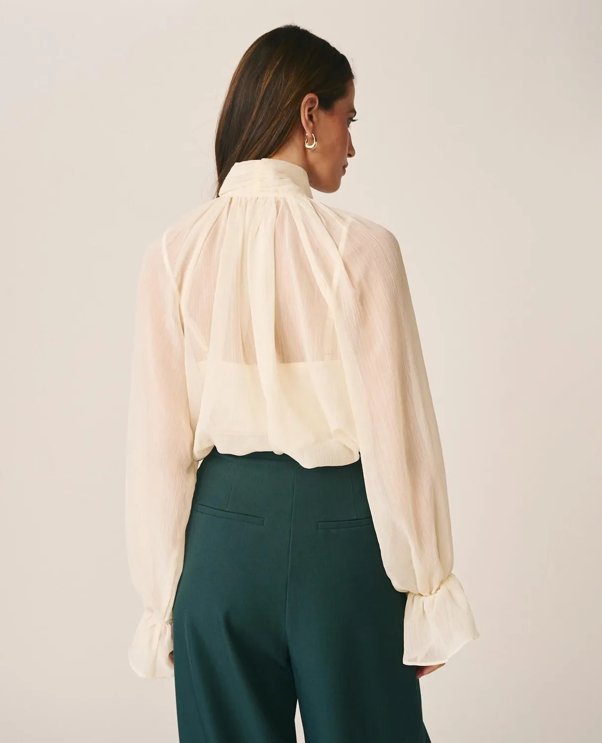 Alma en Pena I26CL0519 blouse ivoire gaze lavallière