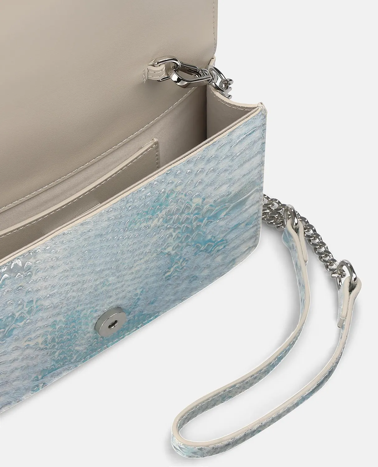 Alma en Pena BG103 clutch cuir turquoise effet strass