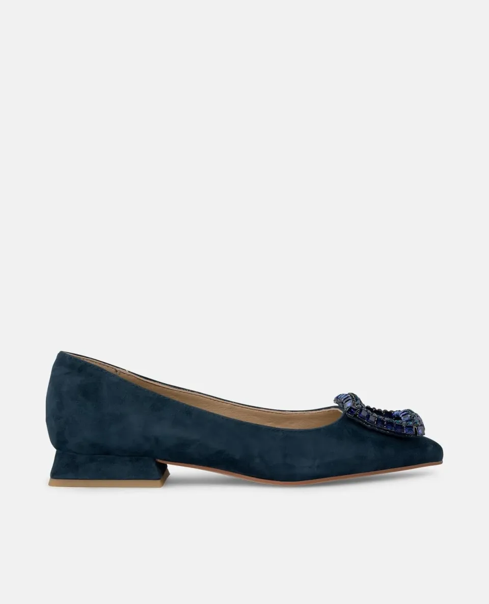 Alma en Pena I250130 escarpins plats bleu marine strass