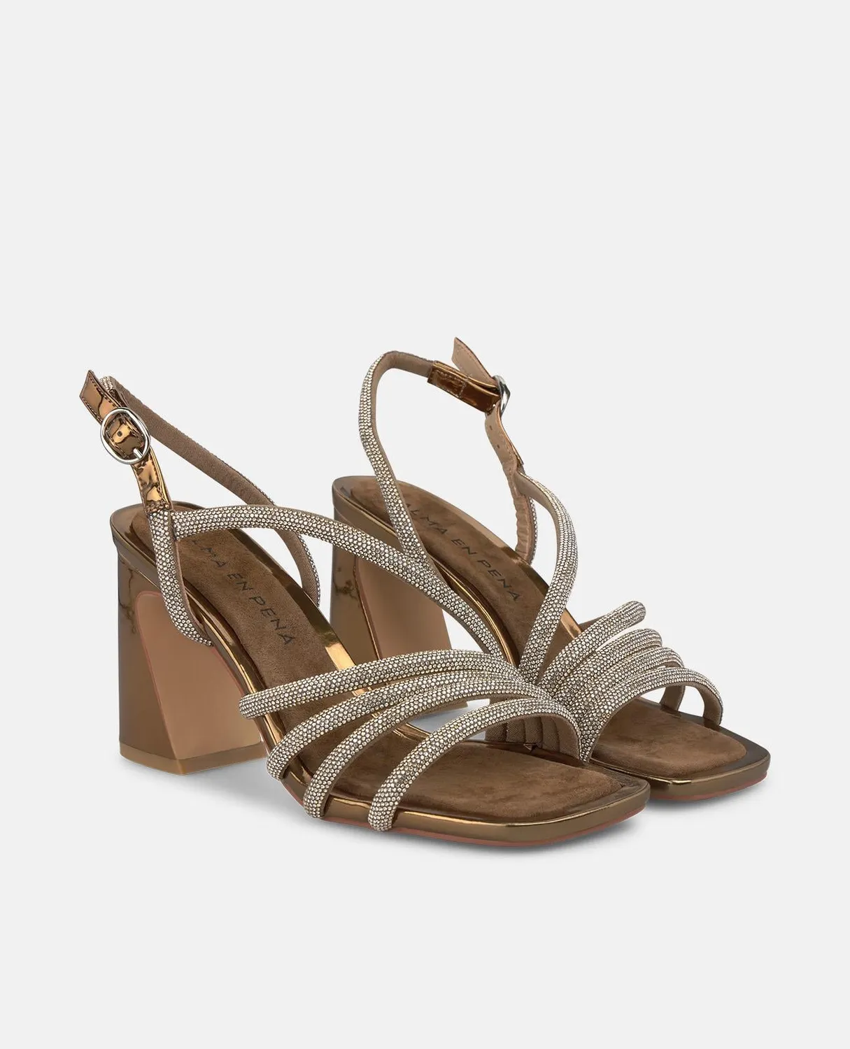 Alma en Pena I250097 sandales bronze strass talon 8 cm