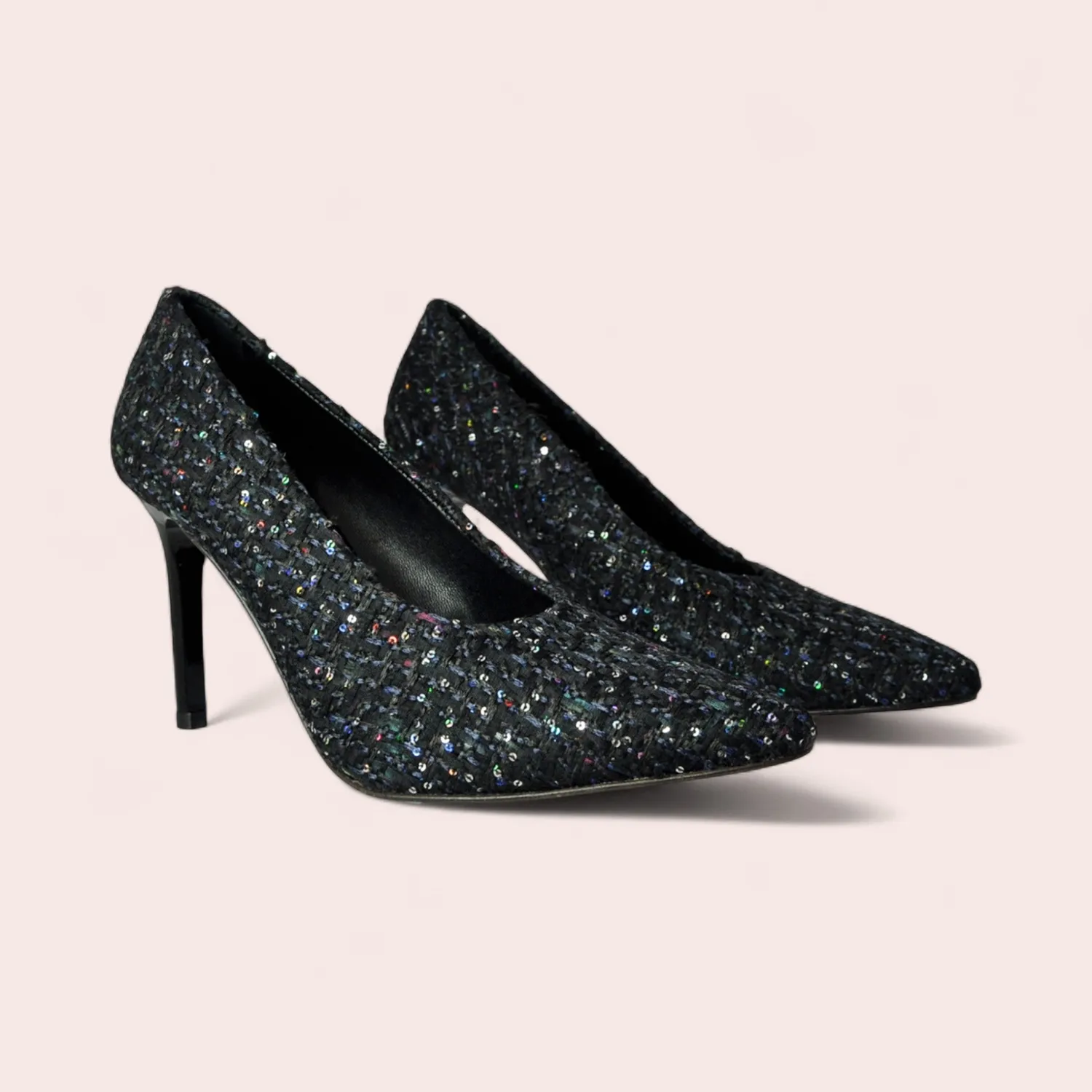 Karine Arabian Condorcet escarpin tweed noir talon 90 mm