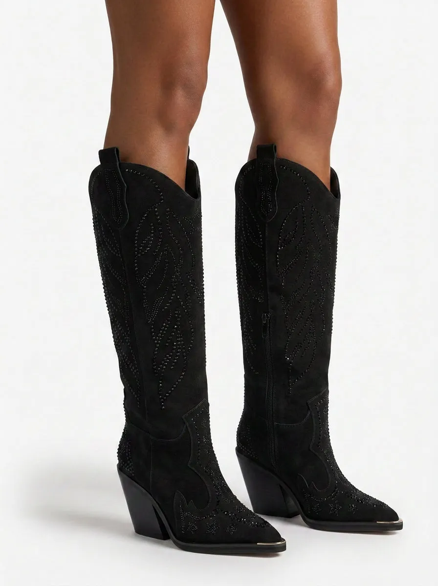 Alma en Pena I260722 bottes cowboy noir daim 8 cm