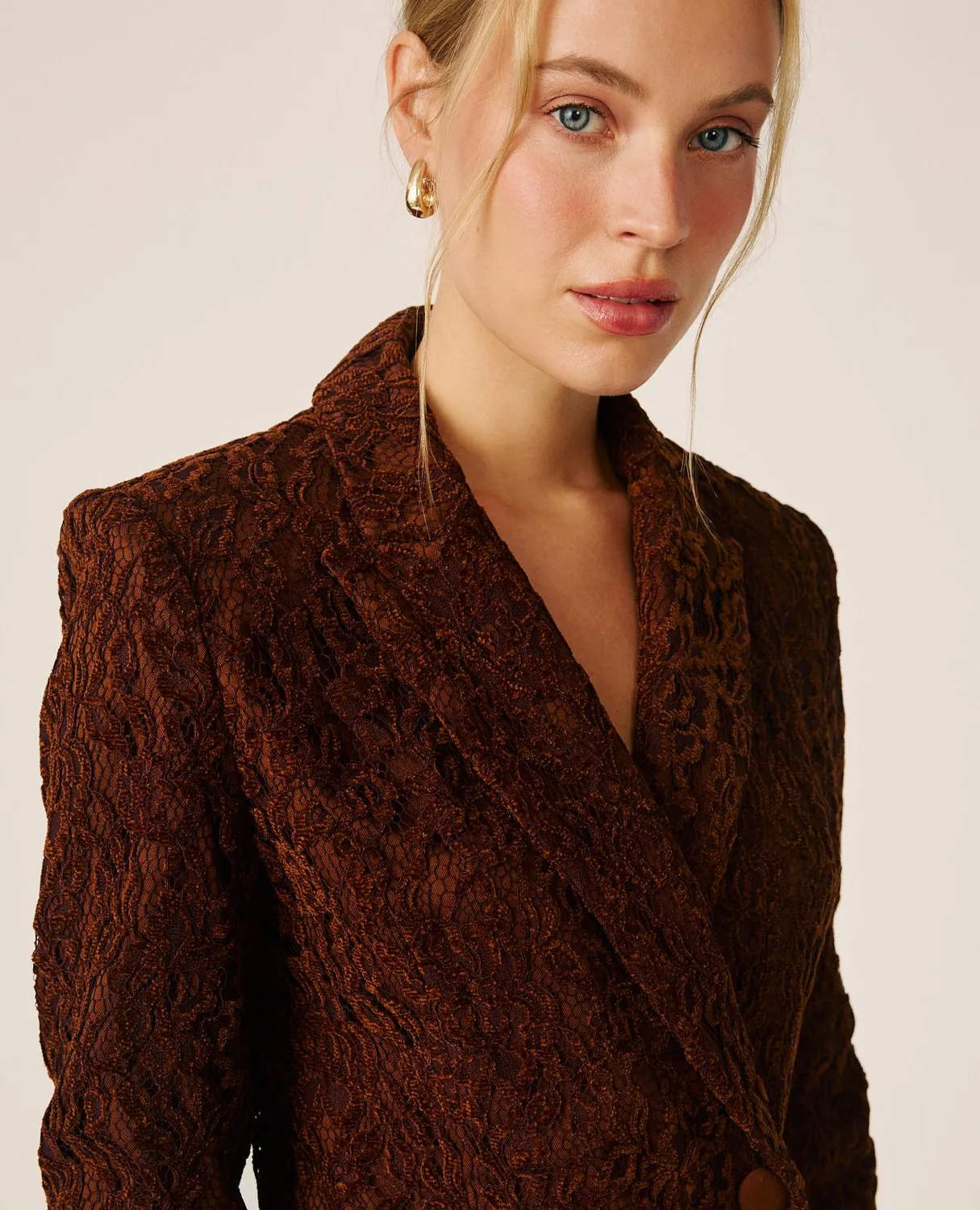 Alma en Pena I26CL1002 blazer velours croisé marron