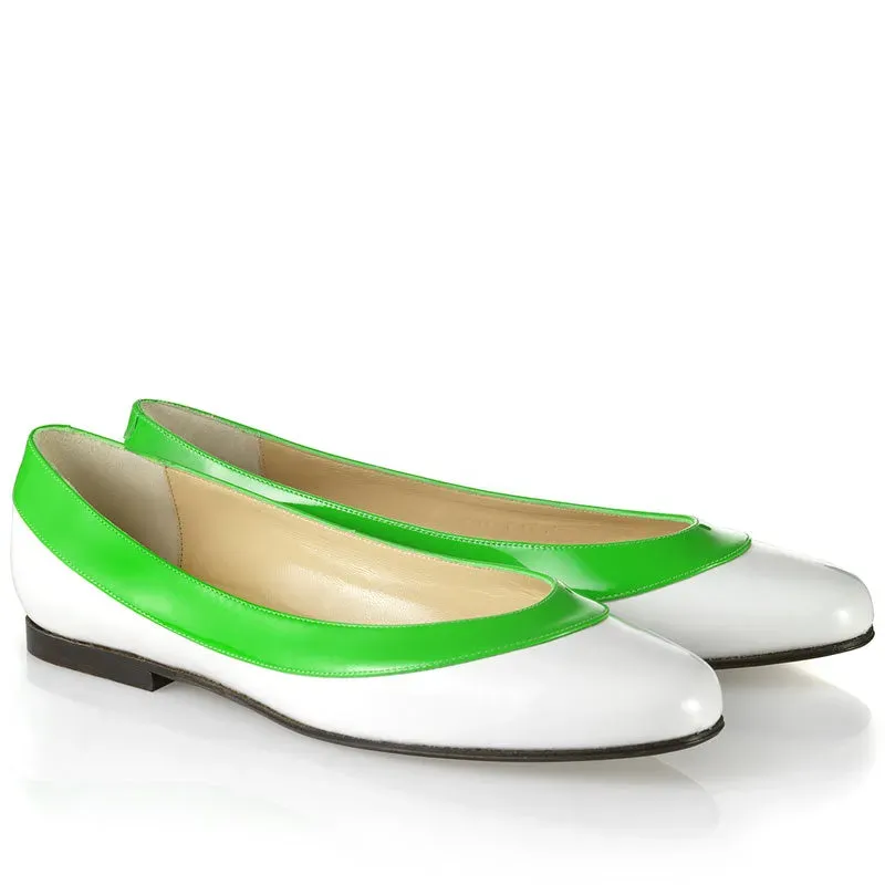Bégum Paris Bicyclette ballerines cuir verni fluo