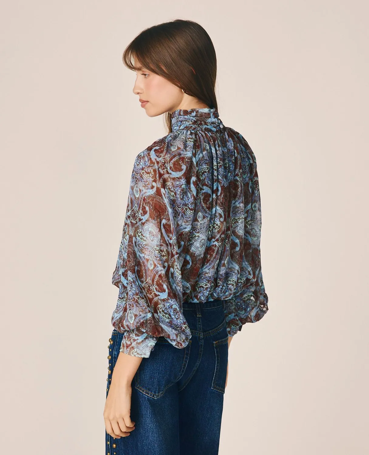 Alma en Pena I26CL0510 blouse chocolat paisley