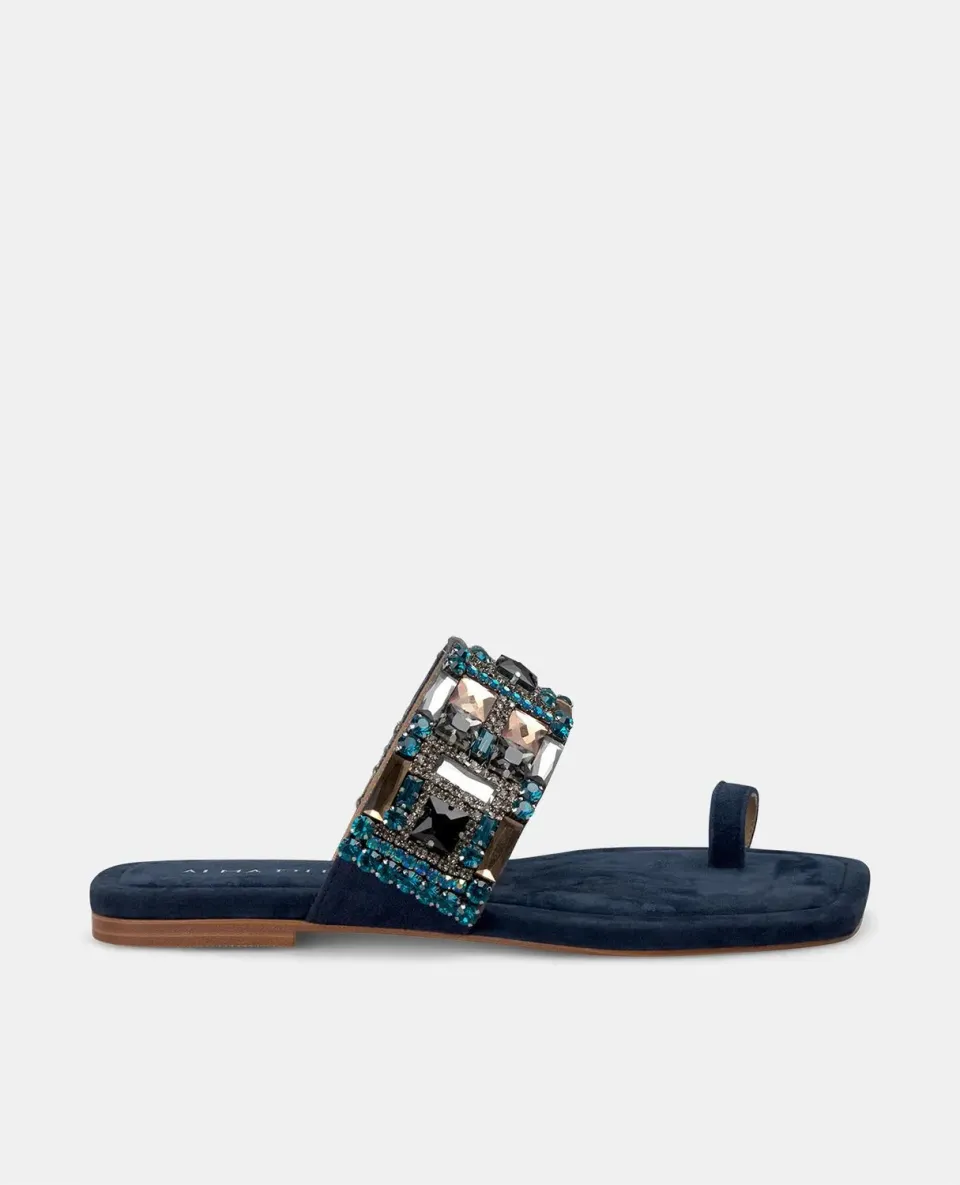 Alma en Pena V251968 sandales plates bleues cuir 1 cm