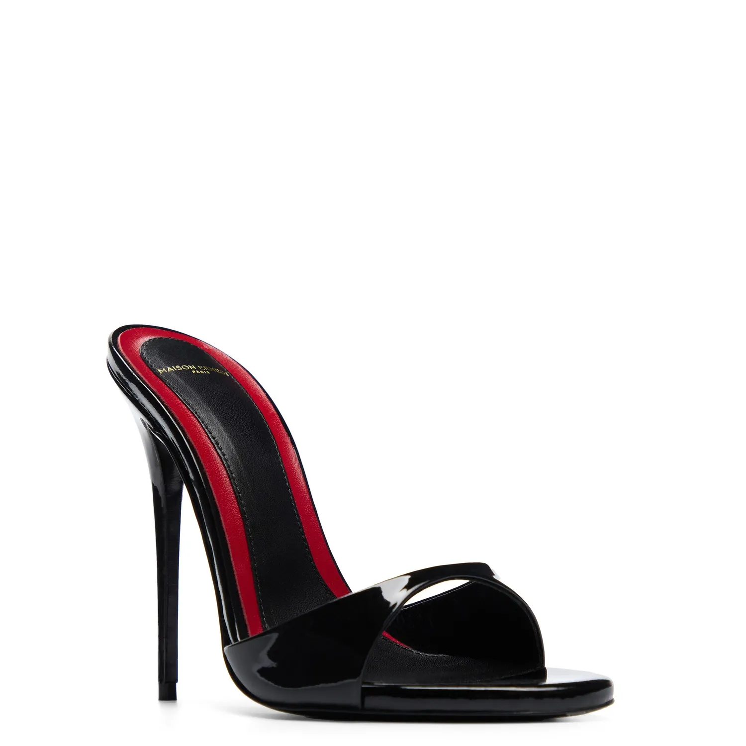 Maison Ernest Lidylle 120 mules noir cuir vernis talon 12 cm