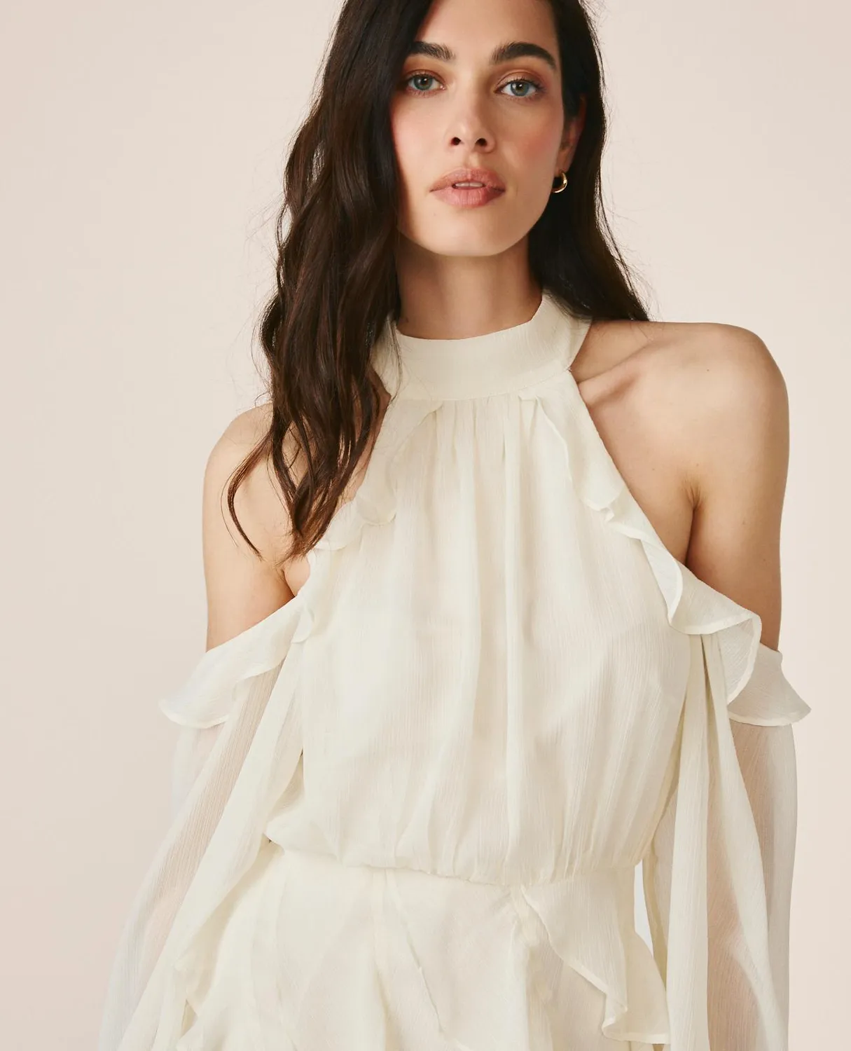 Alma en Pena V26CL0105 robe halter blanche gaze