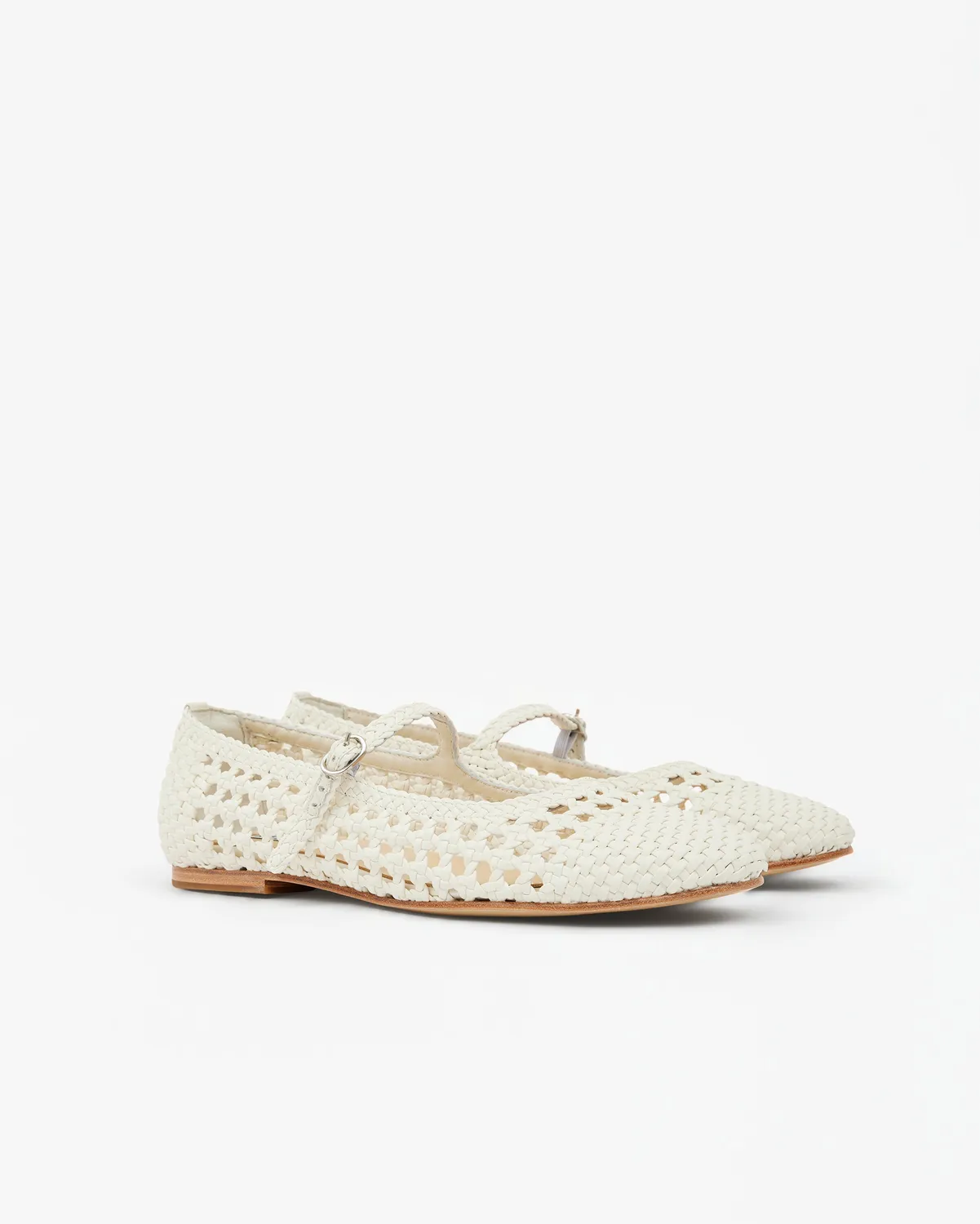 Mi/Mai Ariana White ballerines similicuir tressé blanc