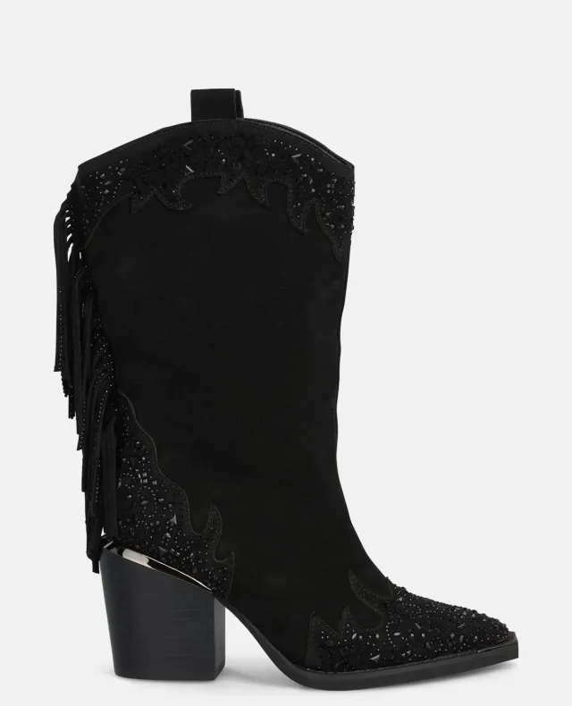 Alma en Pena I250827 bottines noir franges talon 8 cm