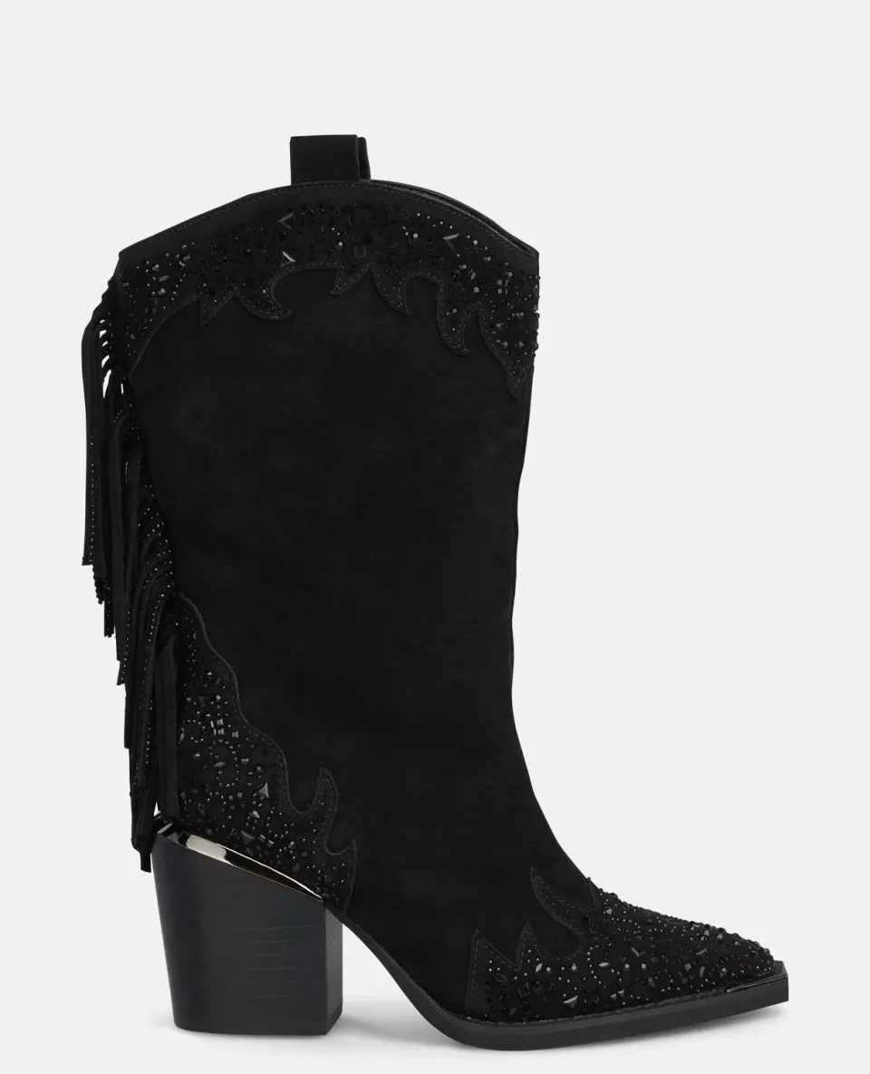 Alma en Pena I250827 bottines noir franges talon 8 cm
