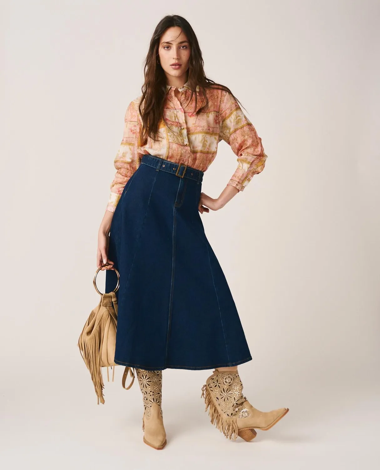 Alma en Pena I25CL1802 jupe denim bleu foncé