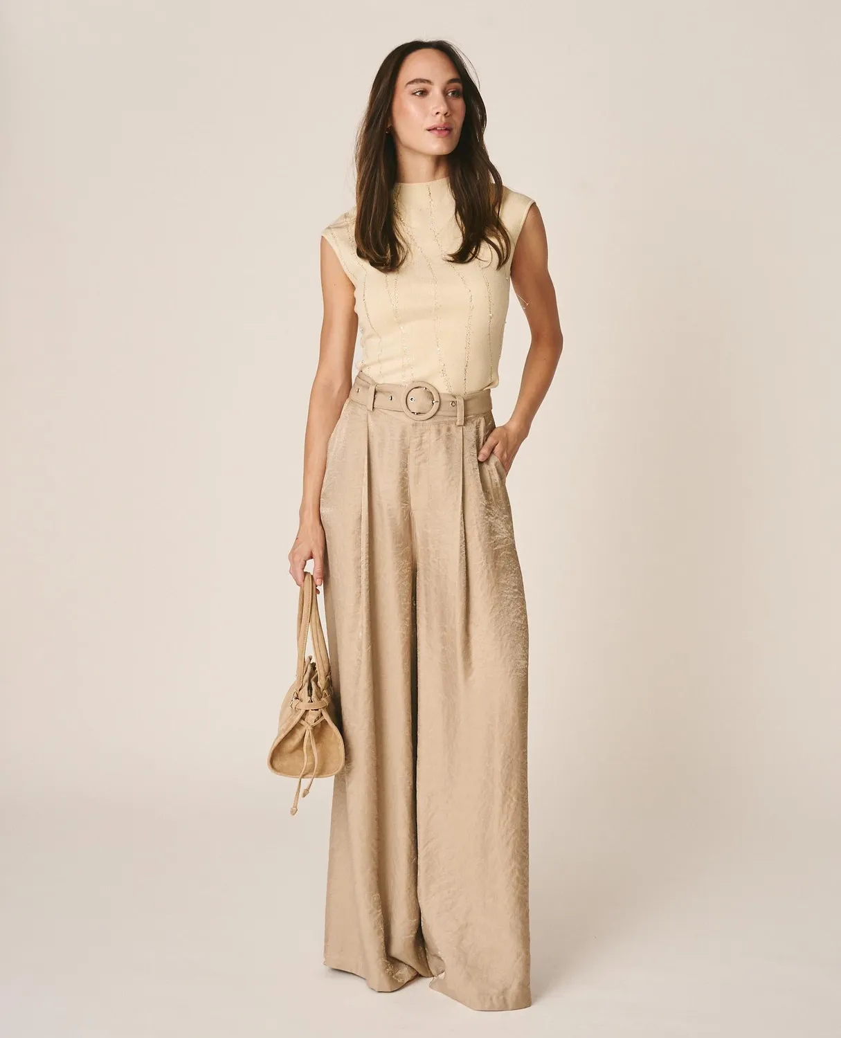 Alma en Pena I26CL1608 pantalon beige satin large