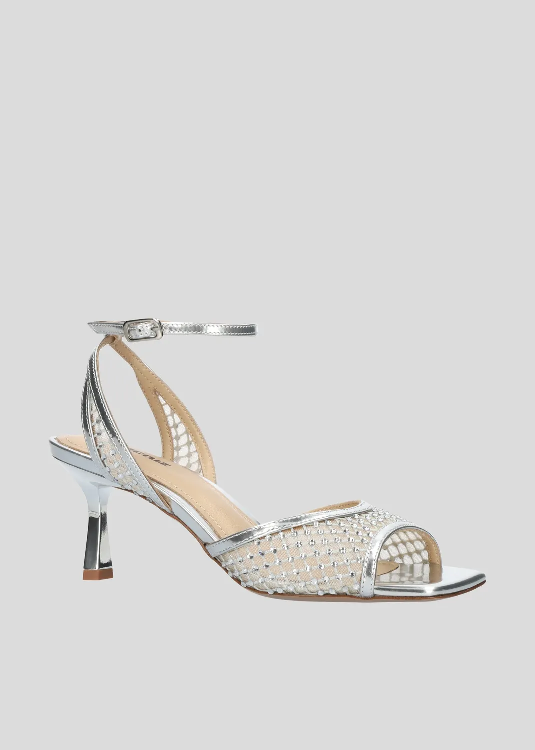Lola Cruz Carmen Heel Sandal 65 sandales argent talon 6,5 cm