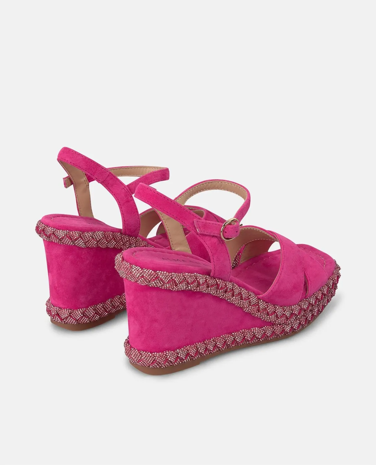 Alma en Pena V251303 sandales compensées fuchsia cuir 9,8 cm