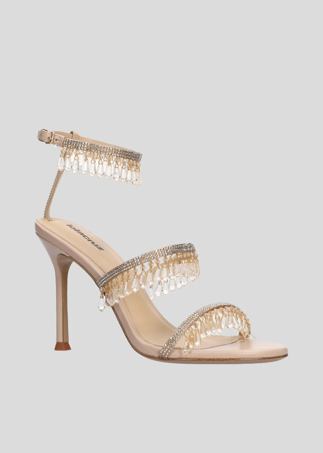 Lola Cruz Flamenca Heel Sandals 95 sandales nude cuir