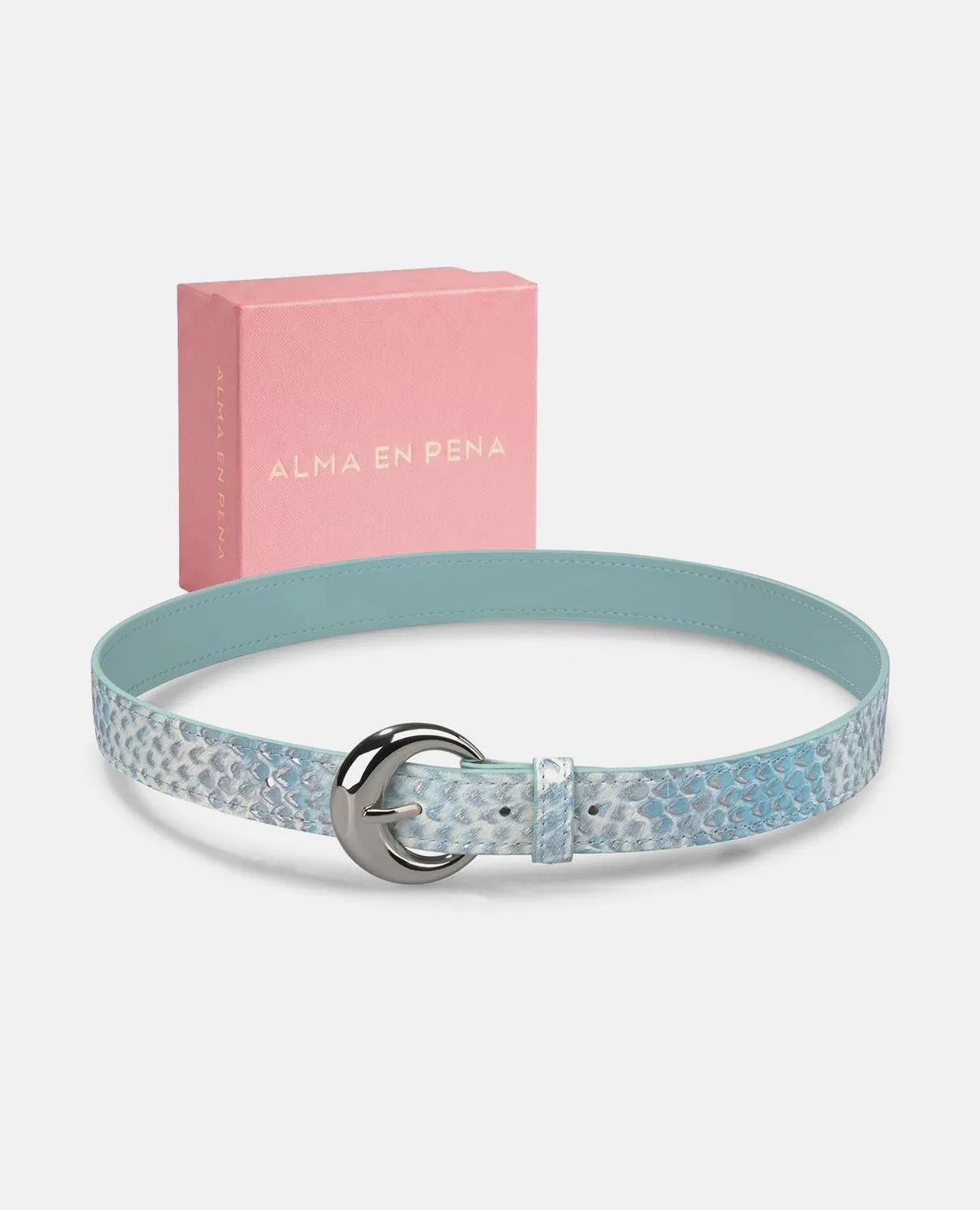 Alma en Pena V26CT019 ceinture cuir bleue 3 cm
