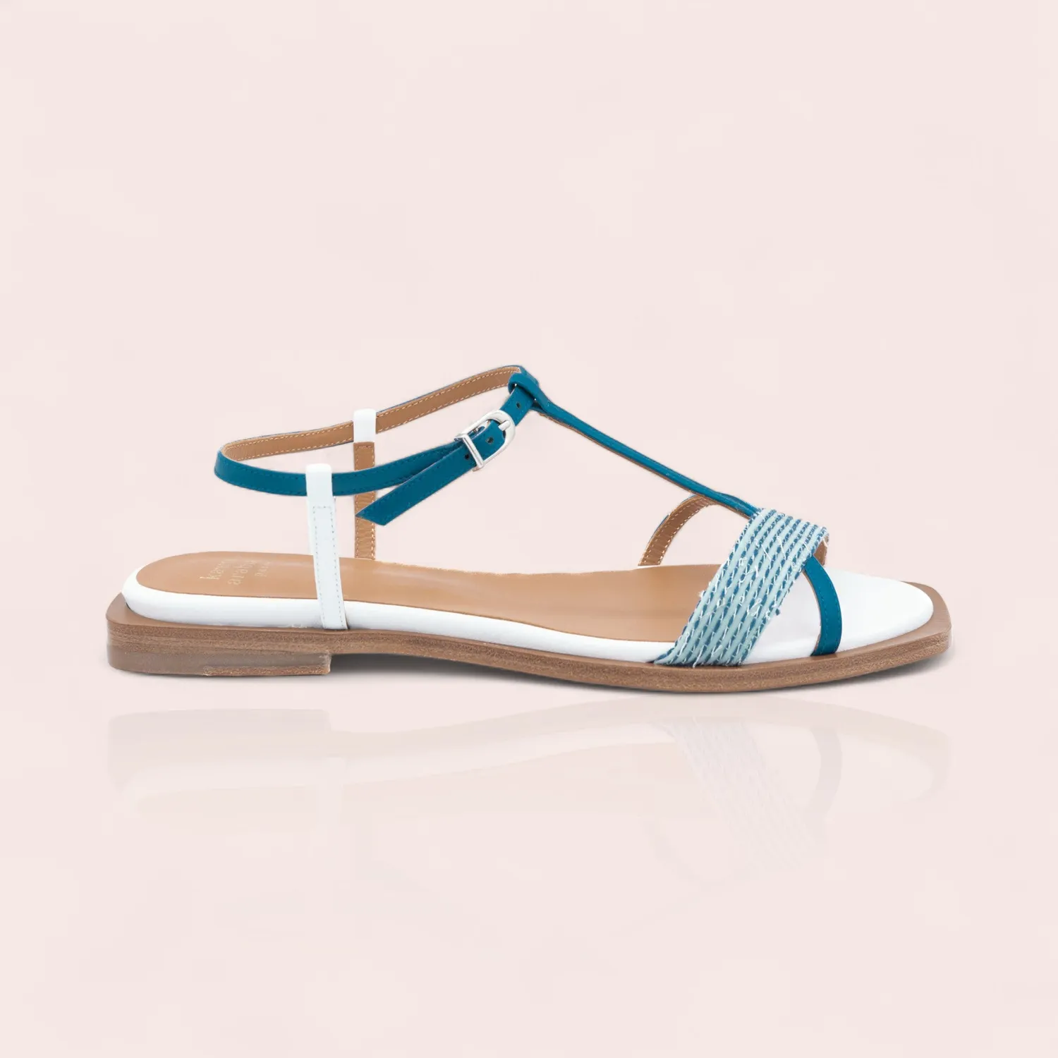 Karine Arabian CARLA sandale plate vert cuir lisse