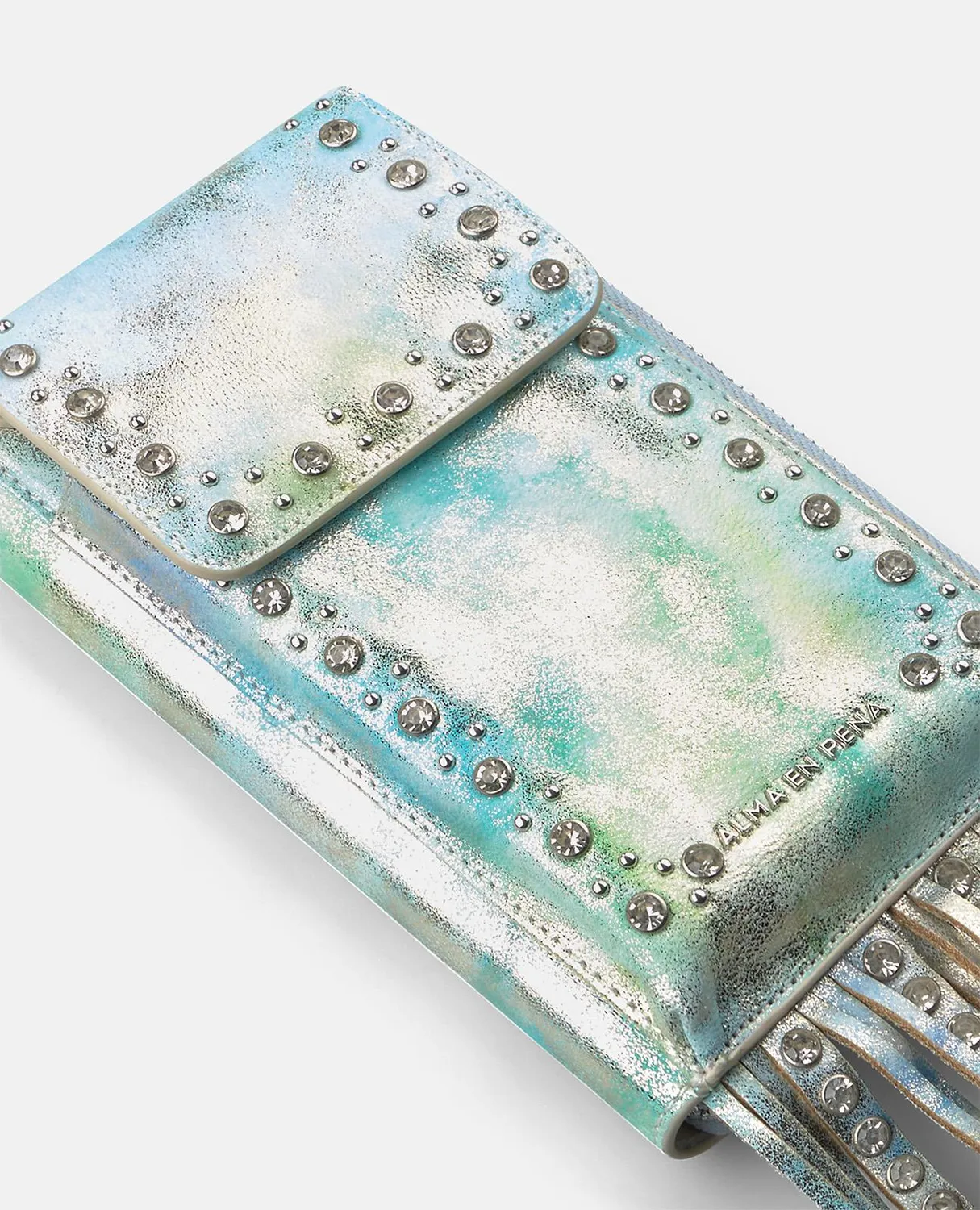 Alma en Pena V26WT016 sac pochette cuir turquoise
