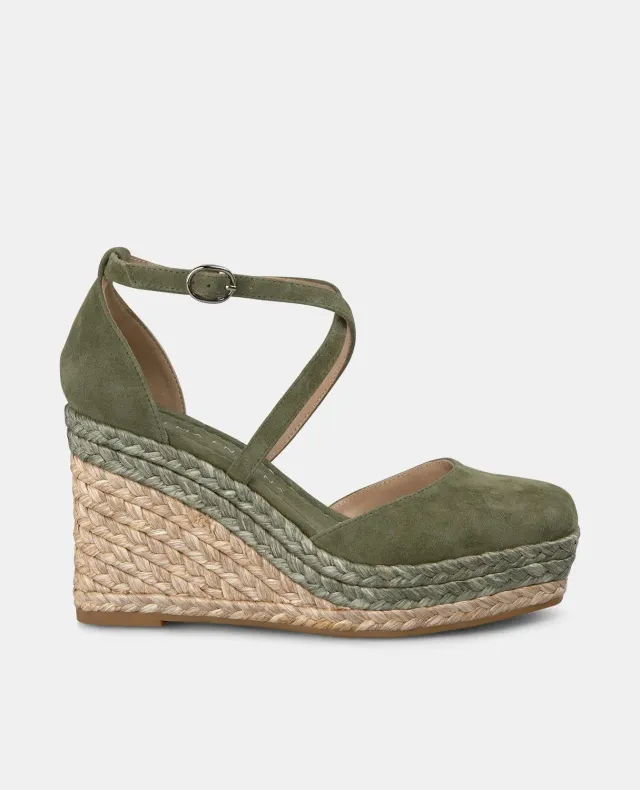 Alma en Pena V2551117 compensées kaki cuir 9cm