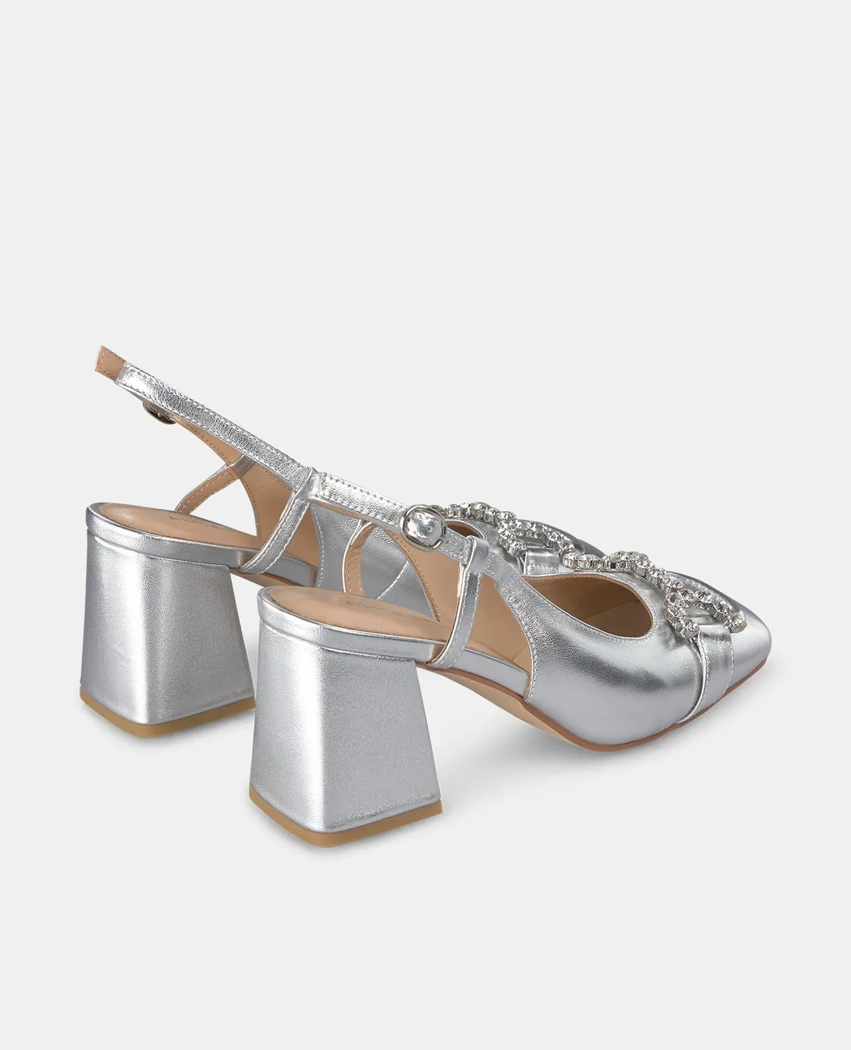 Alma en Pena V250551 escarpins argentés cuir talon 7,5 cm