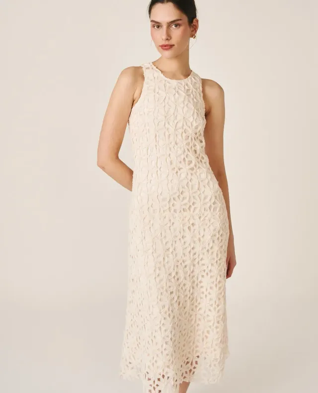 Alma en Pena V26CL0259 robe tressée midi blanc