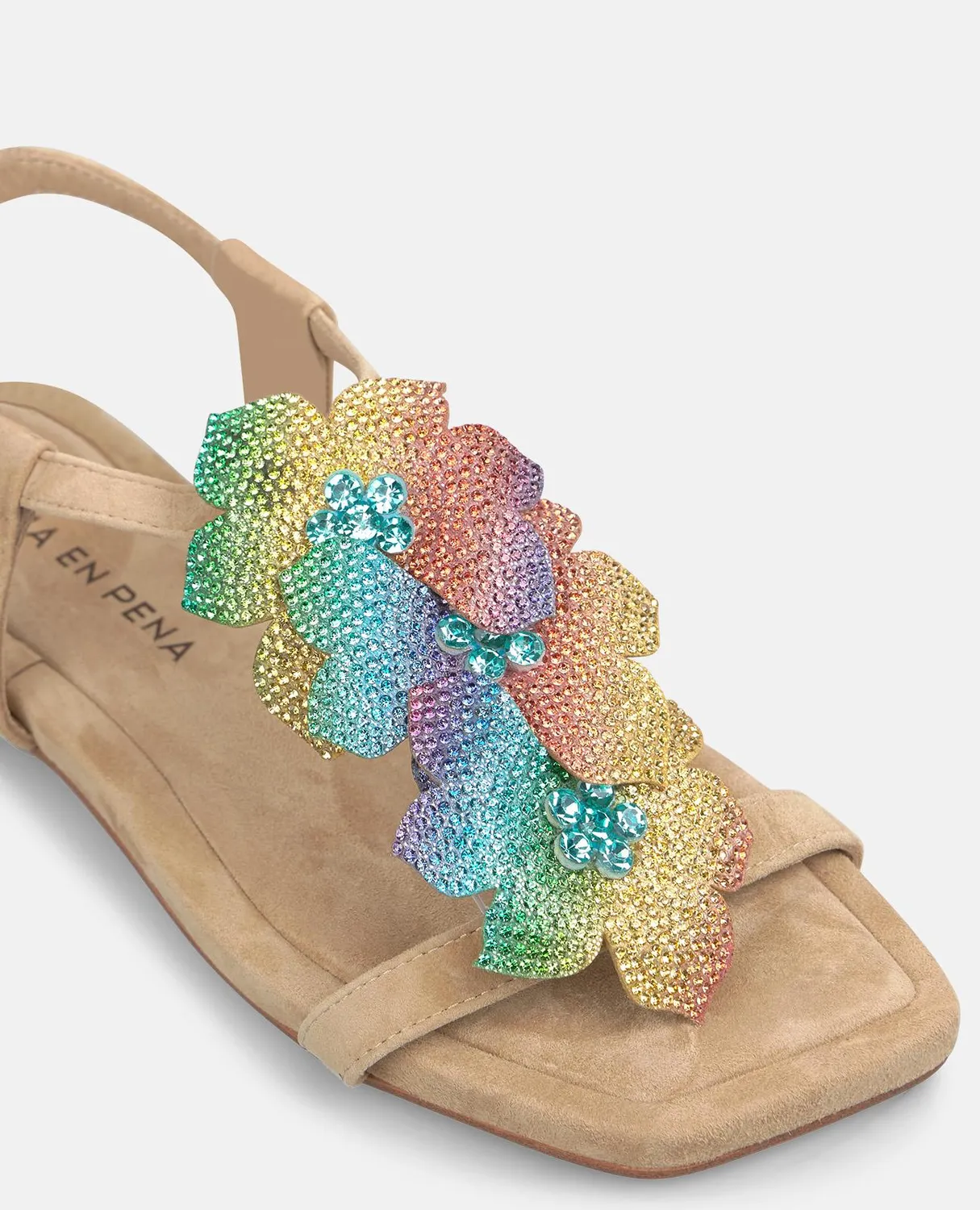 Alma en Pena V268443 sandales plates sable fleurs cuir