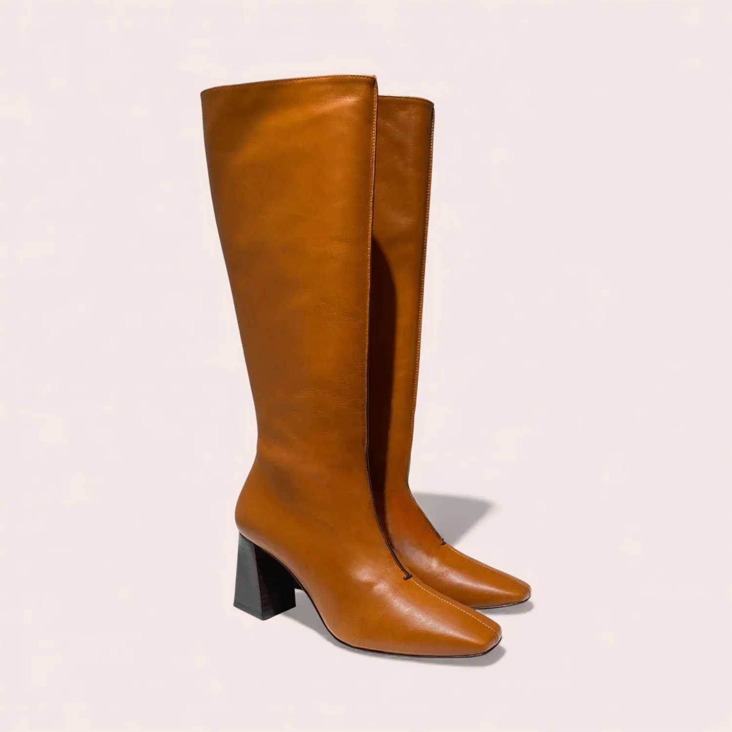 Karine Arabian Danae botte cuir camel talon 70 mm