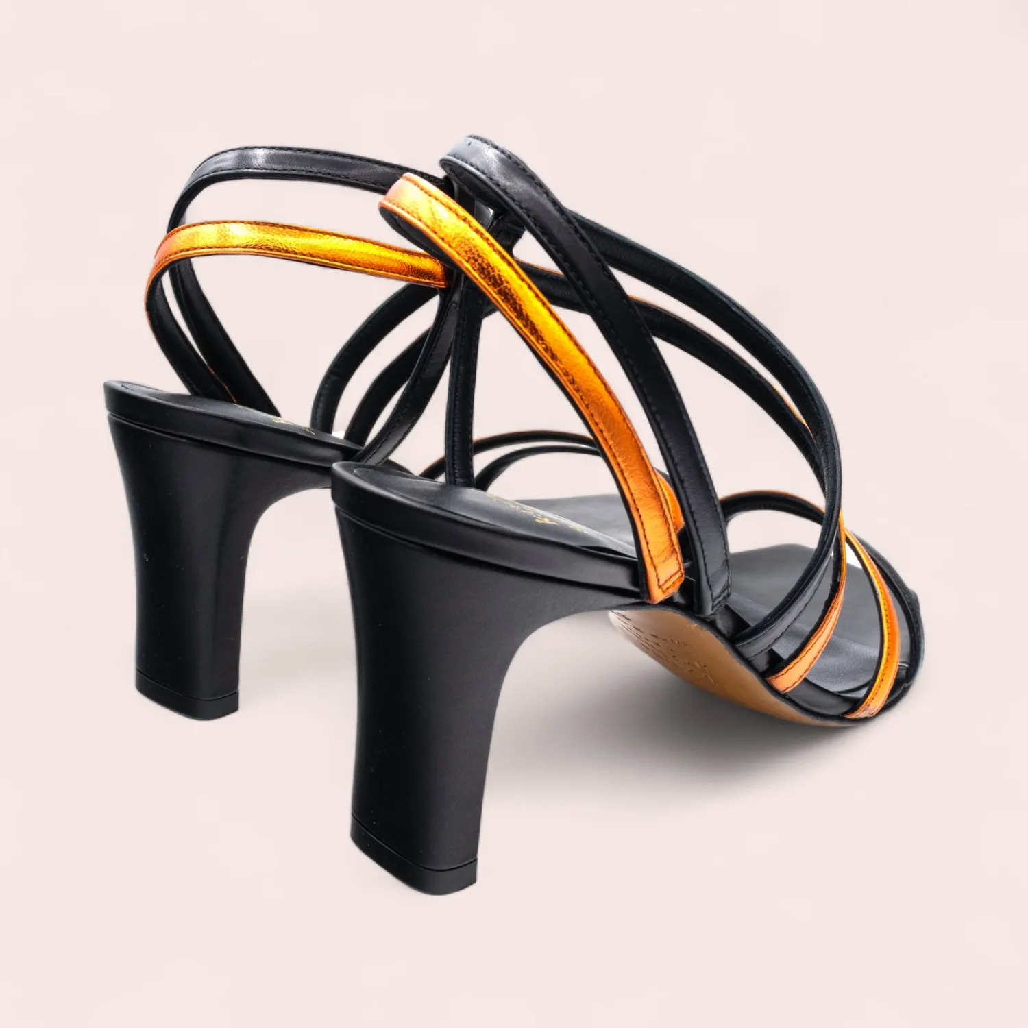 Karine Arabian Abigail sandale cuir noir talon 70mm