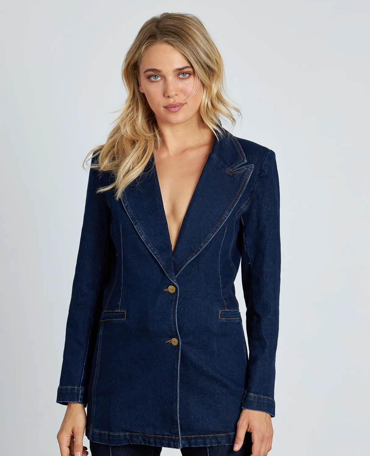 Alma en Pena I25CL1022 blazer jean indigo coton