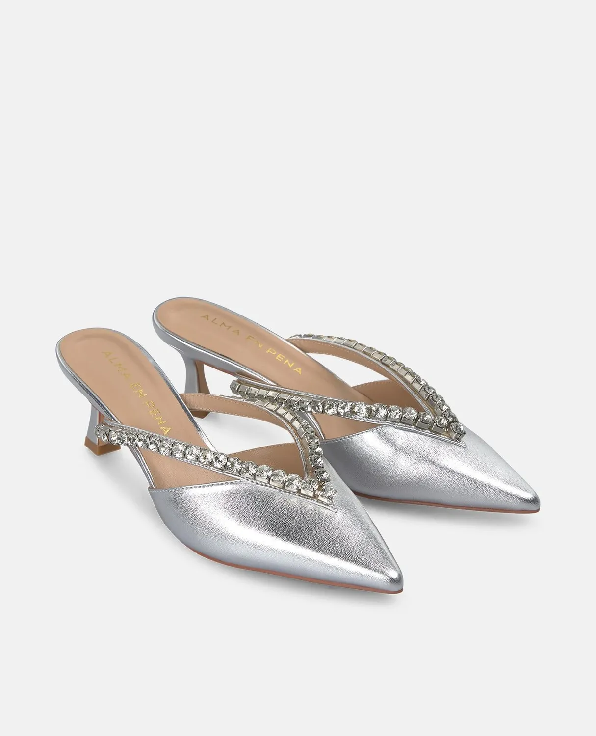 Alma en Pena V250657 mule argent cuir talon 6 cm