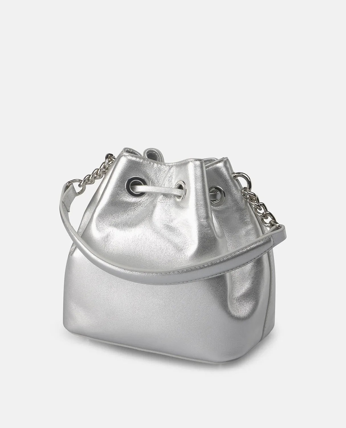 Alma en Pena V26BG019 sac seau cuir argenté bandoulière