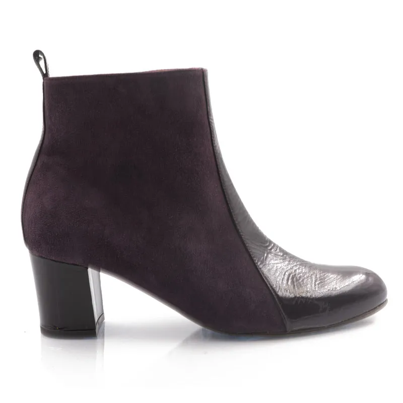 Bégum Paris Londres bottines aubergine cuir talon 5 cm