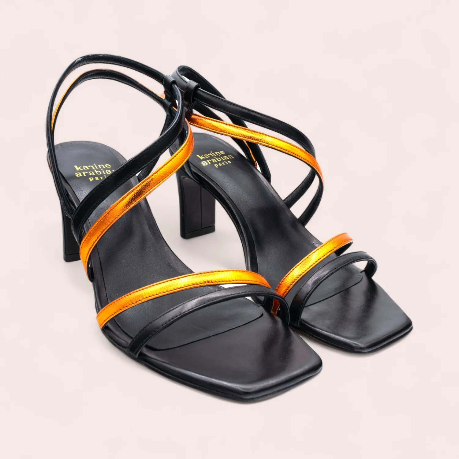 Karine Arabian Abigail sandale cuir noir talon 70mm