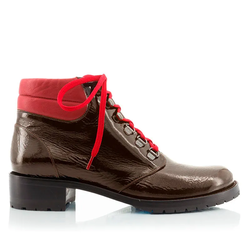 Bégum Paris Oslo Vogue bottine marron rouge fourrée