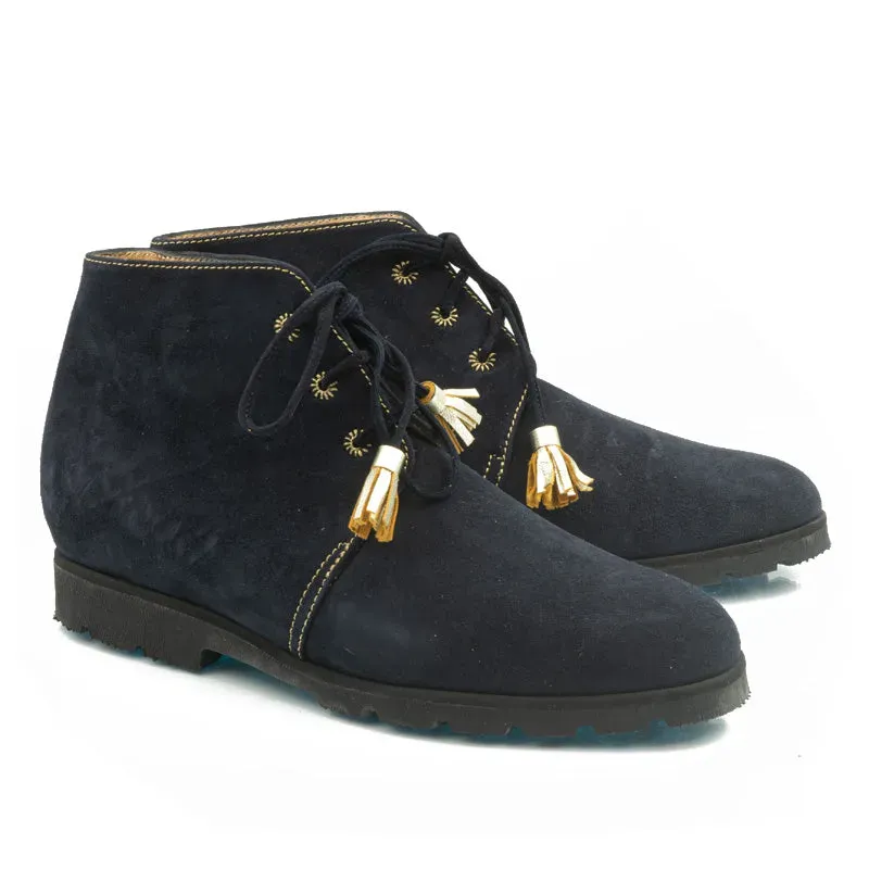 Bégum Paris Ostende bottines bleu marine chèvre velours