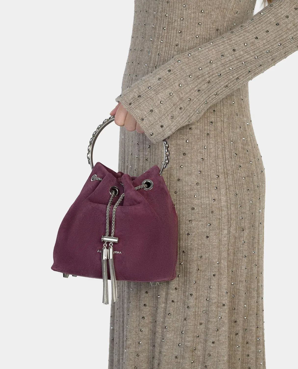 Alma en Pena BG110 sac seau cuir bordeaux fête