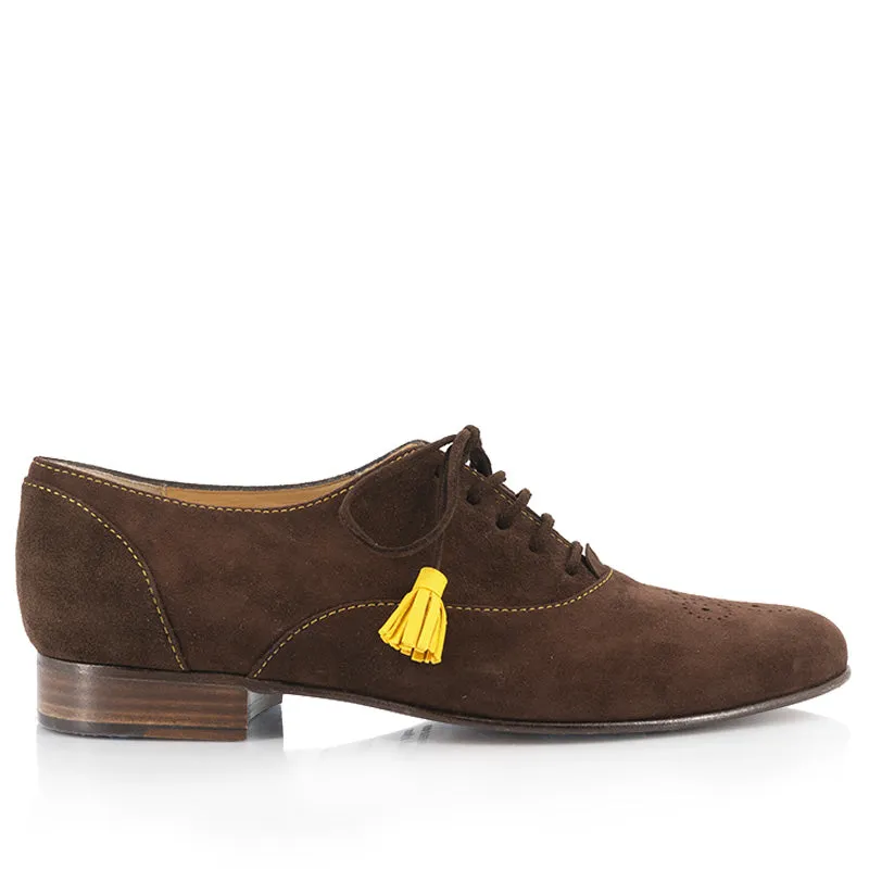 Bégum Paris Emilia derbies cuir cacao bout fleuri talon 2 cm