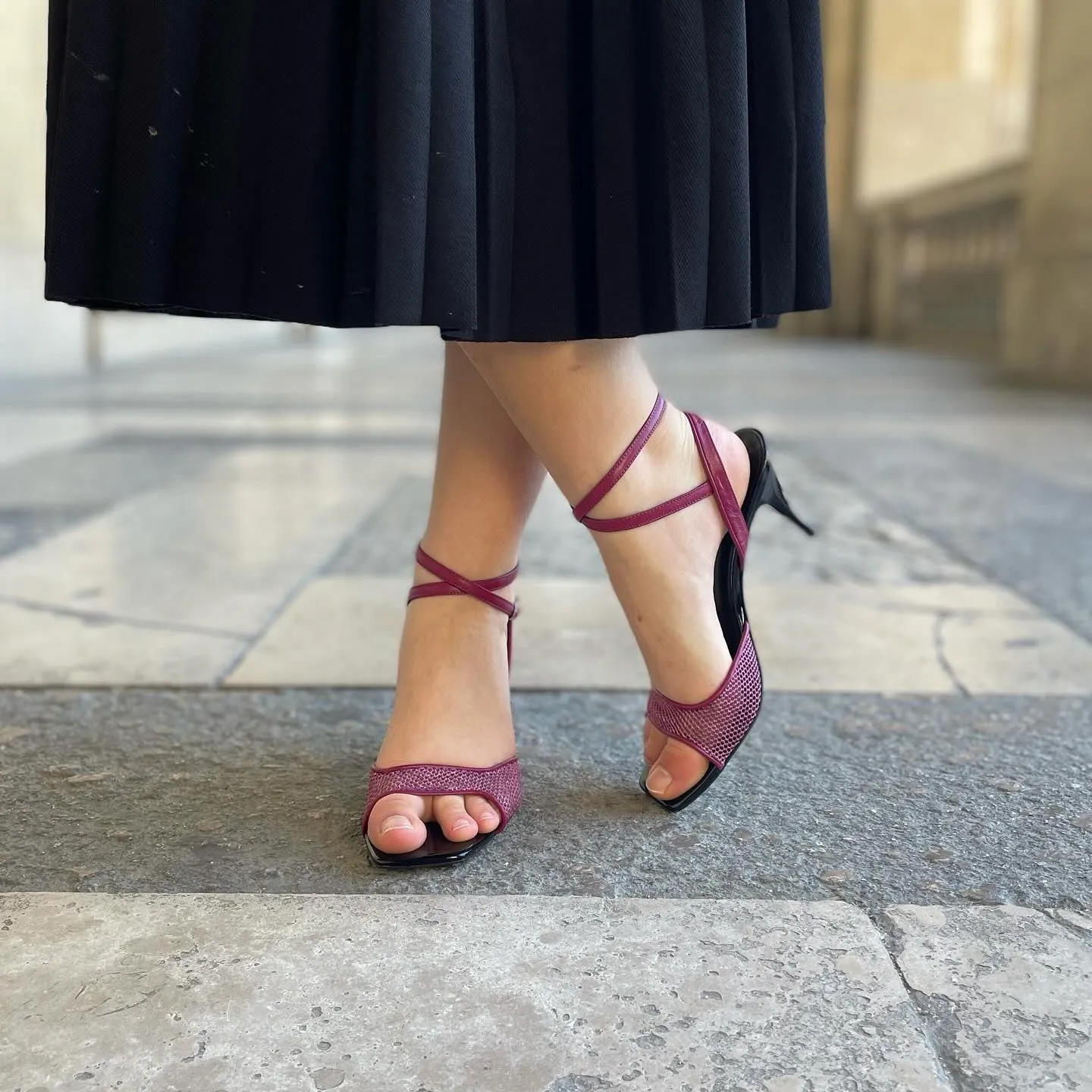 Karine Arabian Milonga sandales cuir talon 70 mm noir