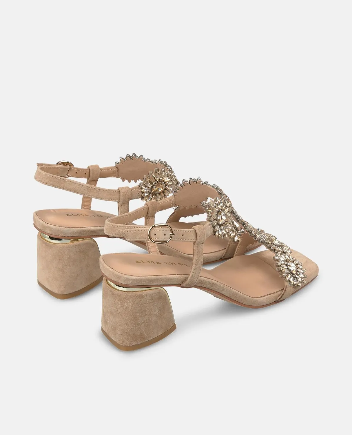 Alma en Pena V250959 sandales sable strass talon bloc 6 cm