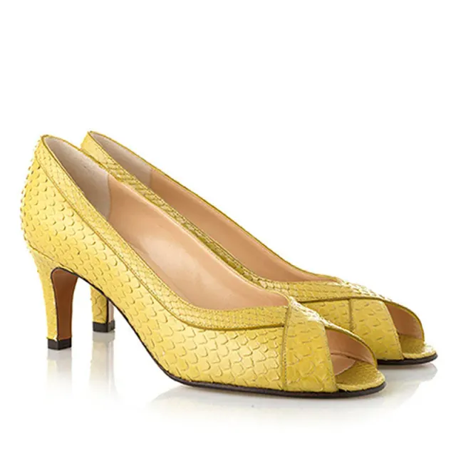 Bégum Paris Gilda escarpin python jaune talon 5,5 cm
