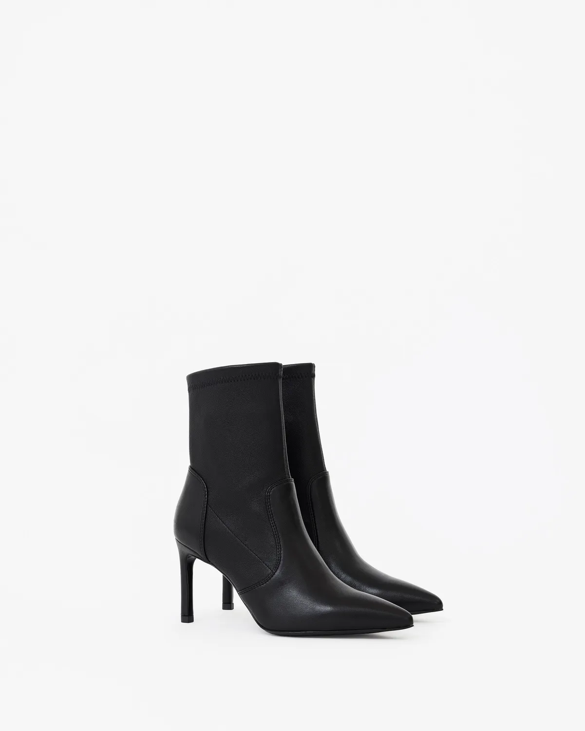 Mi/Mai Ophelia Black Calf bottines cuir noir stretch talon fin