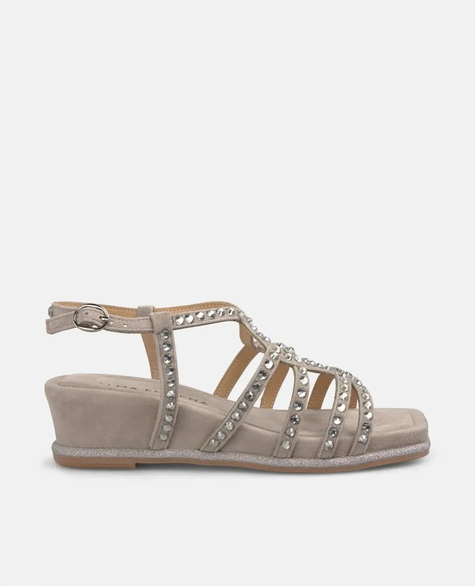 Alma en Pena V251752 sandales compensées taupe strass